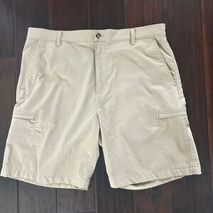 Chaps khaki shorts Stretch polyester blend size 36 comfort lightweight summer